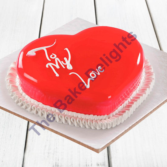 Decorated Red Heart Cake