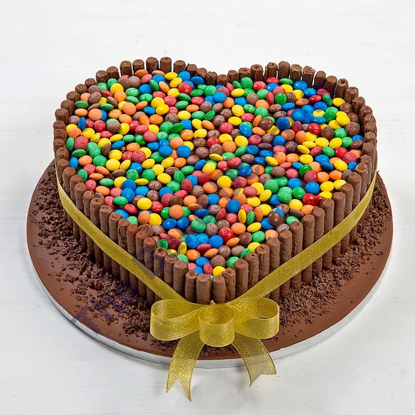 Decorated Red Heart Cake