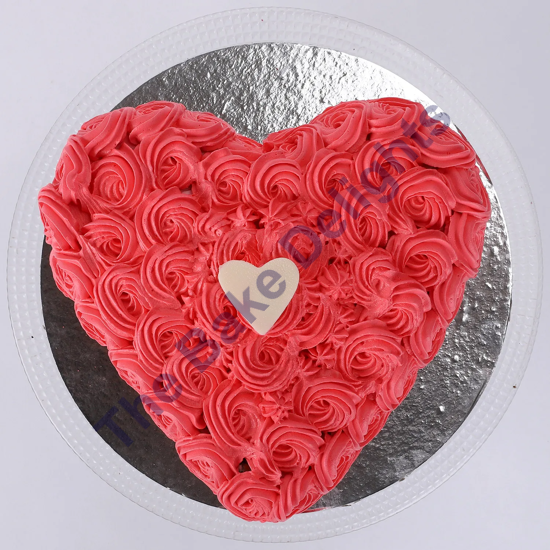 Decorated Red Heart Cake
